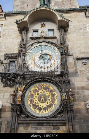 Horloge astronomique sur l'ancienne Mairie, Place de la Vieille Ville, Prague, République Tchèque Banque D'Images