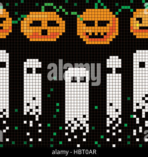 Motif halloween pixel Banque D'Images