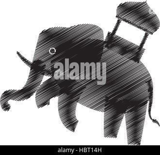 Dessin à la main formé d'éléphants d'icône du design Illustration de Vecteur