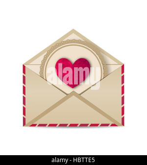 Grunge papier coeur à ouvrir l'enveloppe ancienne Banque D'Images