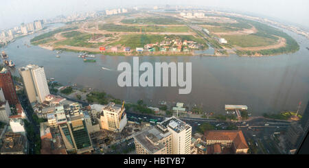 Ho Chi Minh Ville vue aérienne au cours de la journée avec des maisons d'habitation Banque D'Images