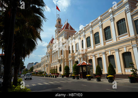 Le Comité populaire historique immeuble (ancien hôtel de ville de Saigon), Ho Chi Minh Ville (Saigon), Vietnam Banque D'Images