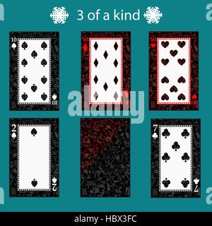 3 libre d'une combinaison de poker cartes à jouer kinq. vector illustration EPS 10. Sur un fond vert. À utiliser pour la conception, l'enregistrement, les sites web, Dre Illustration de Vecteur