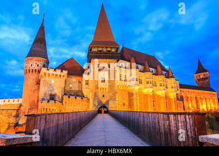 Château Hunyad / Corvin's Castle en Hunedoara, Roumanie. Banque D'Images