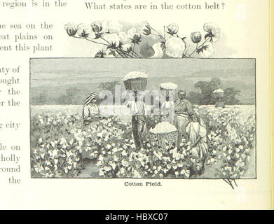 Cette image de la page 104 de la 'géographie primaire' représente des cartes, des paysages, des rivières, des montagnes, des zones climatiques, végétation, illustrations et caractéristiques représentant la géographie physique des différentes régions. Banque D'Images