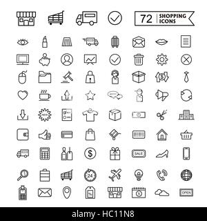 Simple et tendance 72 l'icône de la ligne mince pour shopping concept Illustration de Vecteur