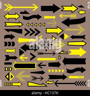 De belles icônes flèches sur fond brun Illustration de Vecteur