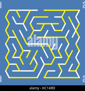 Labyrinthe rectangulaire à la mode isolé sur fond bleu Illustration de Vecteur