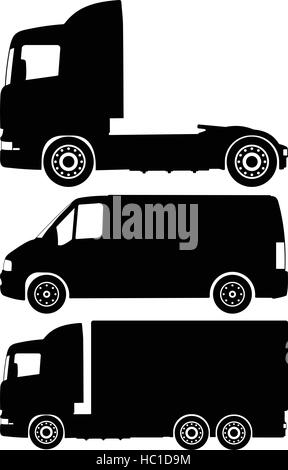 Camions Silhouette sur un fond blanc. Vector illustration. Illustration de Vecteur