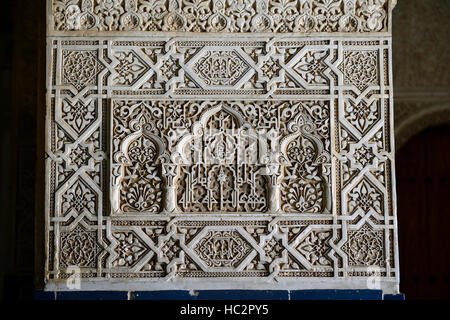 Salle des rois nasrides détail mur fleuri jardins Generalife Alhambra Palace site du patrimoine mondial de l'Floral RM Banque D'Images