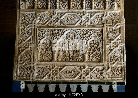 Salle des rois nasrides détail mur fleuri jardins Generalife Alhambra Palace site du patrimoine mondial de l'Floral RM Banque D'Images