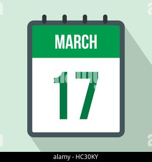 Calendrier avec St Patrick Day date icône plate Illustration de Vecteur
