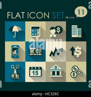 L'investissement et la finance Icon Set vector design plat Illustration de Vecteur