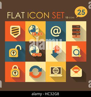 Internet & web icon set vector design plat Illustration de Vecteur