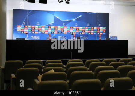 Turin, Italie. Le 06 Dec 2016. La salle de presse du Juventus Stadium dans les médias journée de la Ligue des Champions match entre la Juventus et le Dinamo Zagreb. © Massimiliano Ferraro/Pacific Press/Alamy Live News Banque D'Images