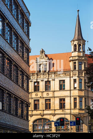 Façades de bâtiments du centre-ville de Wroclaw, vieille ville européenne. Wroclaw, Pologne Banque D'Images