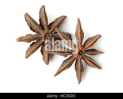 Vue de dessus de la badiane fruits isolated on white Banque D'Images