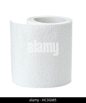 La moitié du rouleau de papier toilettes blanc isolated on white Banque D'Images
