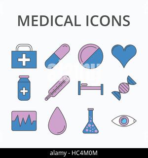 Médicament icon set Illustration de Vecteur