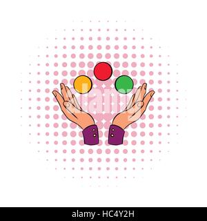 Balles de jonglage mains icône bd Illustration de Vecteur