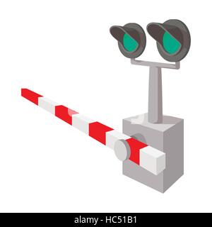 Railroad crossing sign icône dessin animé Illustration de Vecteur