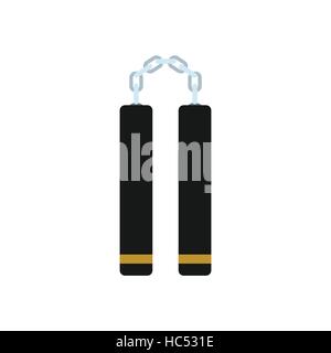 Nunchaku arme icône plate Illustration de Vecteur