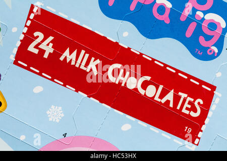 Détail de chocolat au lait Kinnerton Peppa Pig advent calendar - 24 chocolats au lait Banque D'Images