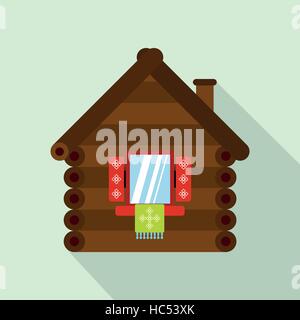 Maison en bois, l'icône de style plat Illustration de Vecteur