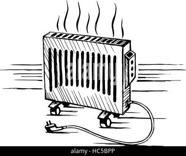 Convecteur chauffage appareils isométriques sketch vector illustration Illustration de Vecteur