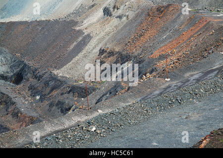 Le minerai de fer de la carrière d'exploitation à ciel ouvert avec les dépôts de fer visible sur la surface Banque D'Images