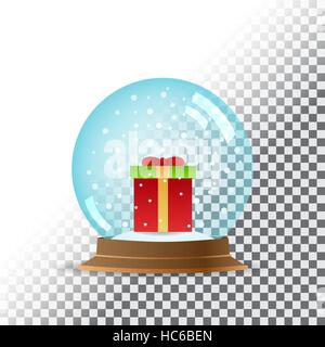 Snow globe. Fond transparent. La neige et le don. Vector illust Illustration de Vecteur