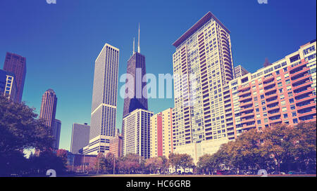 Vintage photo aux couleurs de la ville de Chicago Downtown, Etats-Unis. Banque D'Images