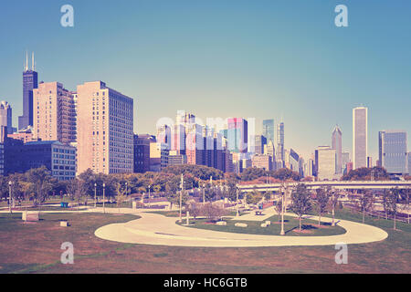 Vintage photo aux couleurs de la ville de Chicago Downtown, Etats-Unis. Banque D'Images