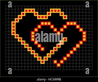Valentine couple coeurs pixel couleur Illustration de Vecteur