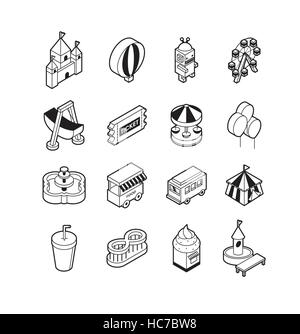 Ligne divers icônes liées au parc d' Banque D'Images