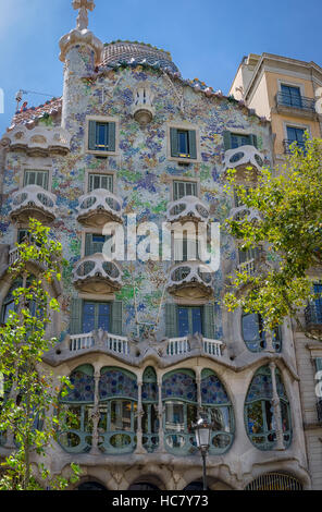 Façade de la Casa Batllo bâtiment dans le Passeig de Gracia Barcelona, Espagne Banque D'Images