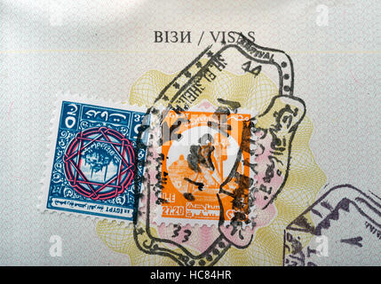 Egipt tampon de visa dans le passeport libre Banque D'Images