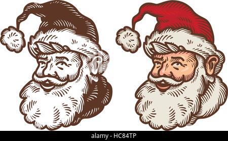 Symbole de Noël. Portrait de funny Santa Claus. Cartoon vector illustration isolé sur fond blanc Illustration de Vecteur