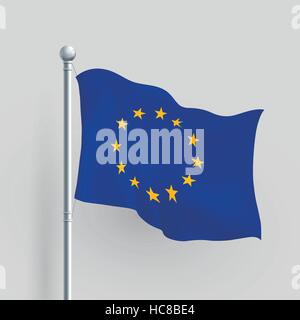 3D de vecteur drapeau europe soufflant dans une brise Illustration de Vecteur