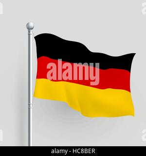 3D de vecteur drapeau allemand soufflant dans une brise Illustration de Vecteur