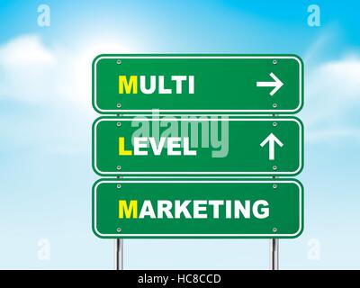 3d multi level marketing road sign isolé sur fond bleu Illustration de Vecteur