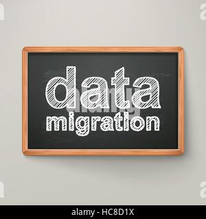 La migration des données sur tableau noir dans le cadre en bois gris plus isolés Illustration de Vecteur