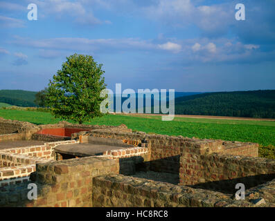 Vestiges de la Villa Haselburg (villa rustica) près de Hummetroth (partie de Höchst) dans l'Odenwald, Hesse, Allemagne Banque D'Images