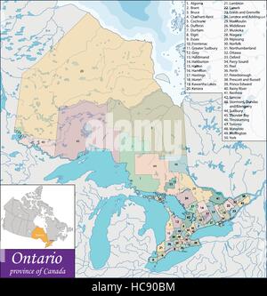 Carte de l’Ontario Illustration de Vecteur