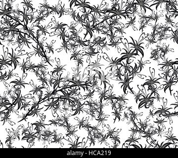 Fond transparent avec motif floral noir sur fond blanc. Illustration EPS10. Illustration de Vecteur