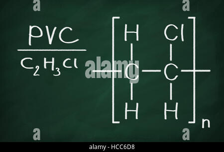 Modèle structural de PVC sur le tableau noir. Banque D'Images