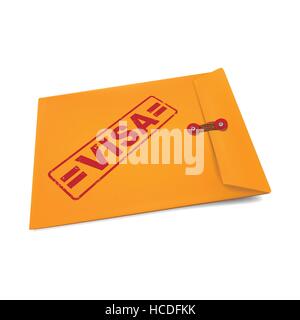 Tampon de visa sur enveloppe isolated on white Illustration de Vecteur