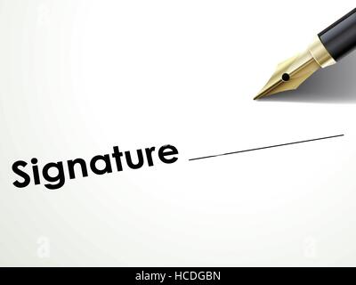 Près de stylo et le domaine à la signature par rapport au document Illustration de Vecteur