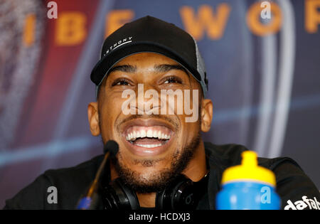 Anthony Joshua lors de la conférence de presse à l'hôtel Radisson, Manchester. Banque D'Images