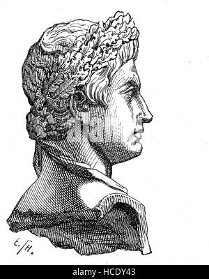 Augustus Octavianus, 63 BC - AD 14, le fondateur de l'époque romaine Principate, l'histoire de la Rome antique, Empire romain, Italie Banque D'Images